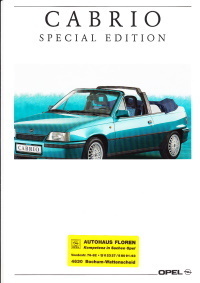 Autoprospekt Opel Astra Cabrio Special Edition 1992