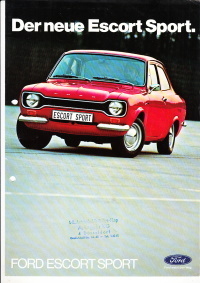 Autoprospekt Ford Escort 1 Sport 9 - 1971 gelocht