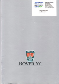 Autoprospekt Rover 200 1988
