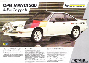 Autoprospekt Opel Manta 200 Rallye Gruppe B