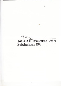 Autoprospekt Jaguar Zwischenbllanz 1986