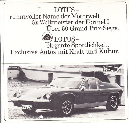 Autoprospekt Lotus Europa Special