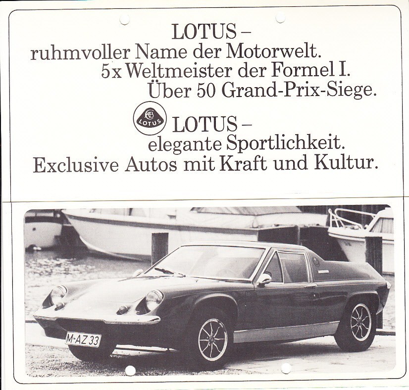 Autoprospekt Lotus Europa Special
