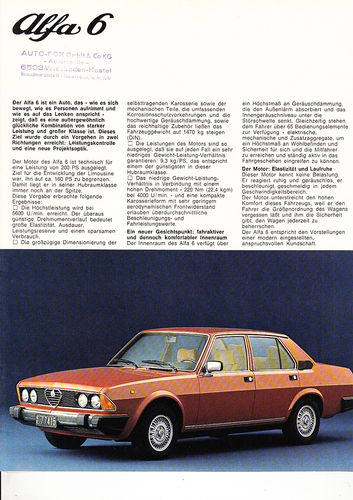 Autoprospekt Alfa Romeo 6 1979