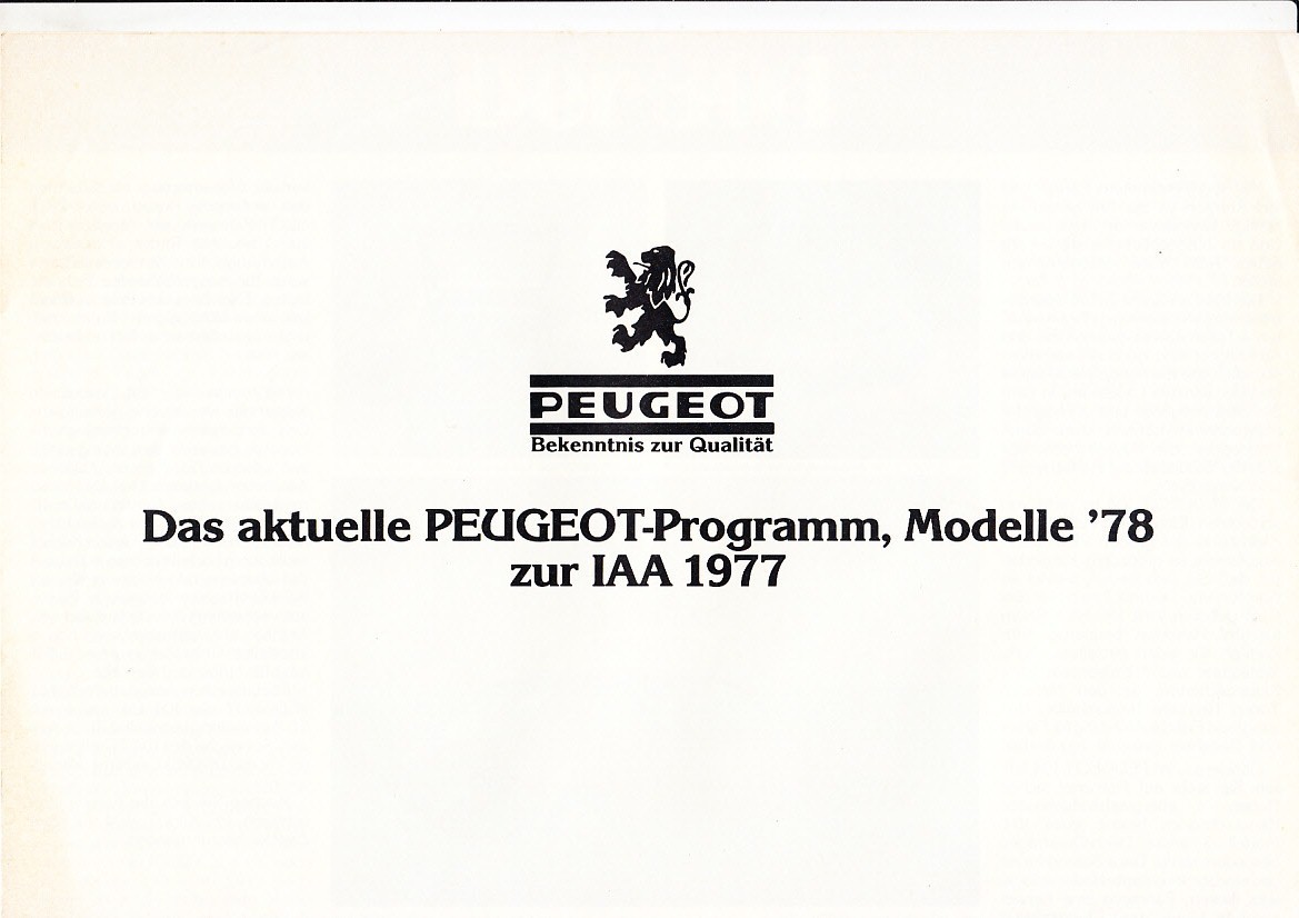 Autoprospekt Peugeot Programm 1977