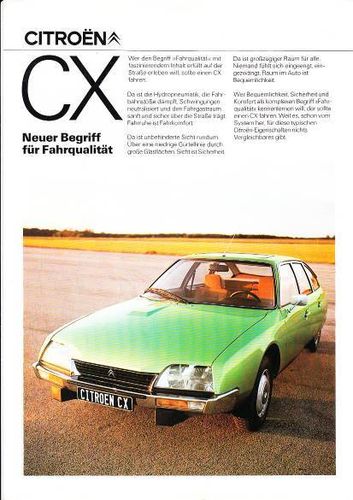 Autoprospekt Citroen CX September 1978