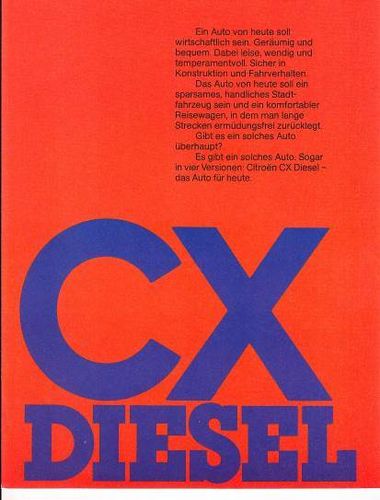 Autoprospekt Citroen CX Diesel April 1977