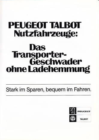 Autoprospekt Peugeot Talbot Nutzfahrzeuge