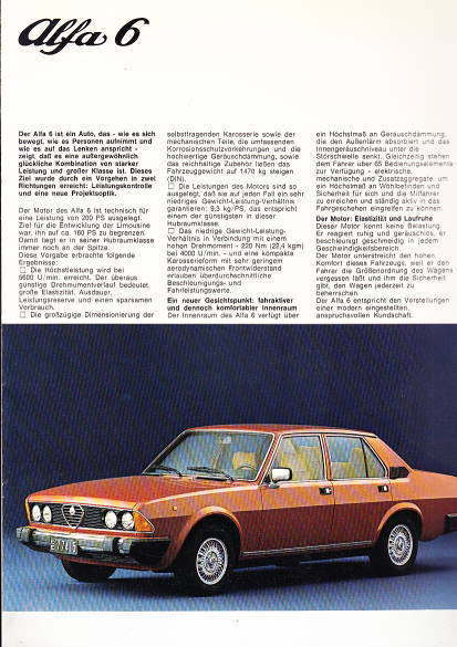 Autoprospekt Alfa Romeo 6 1979