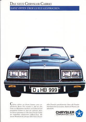 Autoprospekt Chrysler Le Baron