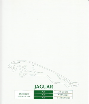 Preisliste Jaguar XJS August 1988