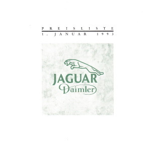 Preisliste Jaguar Daimler Programm Januar 1993