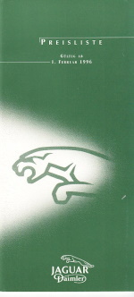 Preisliste Jaguar Daimler Programm Februar 1996