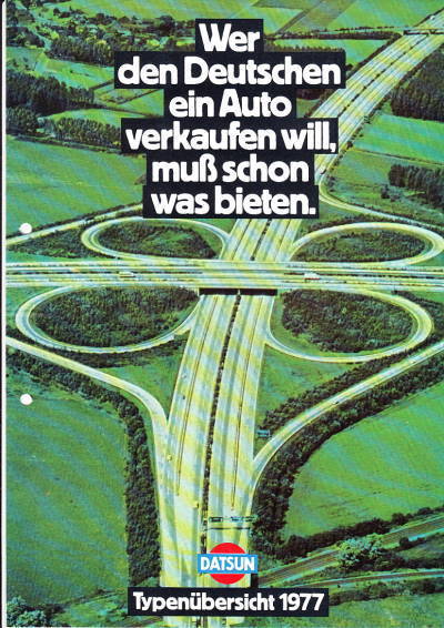 Autoprospekt Datsun Programm 1977 gelocht