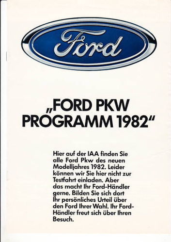 Autoprospekt Ford Programm 1982