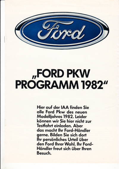 Autoprospekt Ford Programm 1982