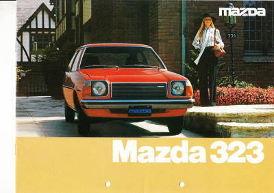 Autoprospekt Mazda 323 April 1977 gelocht