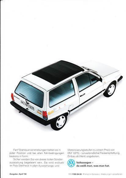 Autoprospekt VW Polo Steilheck April 1990