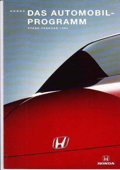 Autoprospekt Honda Programm Februar 1994