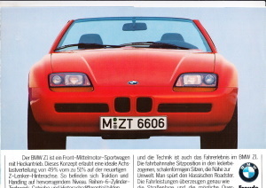 Autoprospekt BMW Z1 Ausgabe 2 - 1987