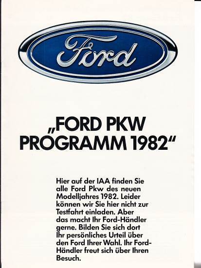Autoprospekt Ford Programm September 1981