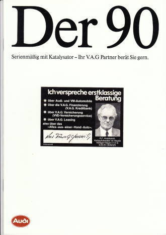 Autoprospekt Audi 90 April 1987