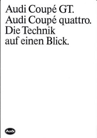Technikprospekt Audi Coupe GT Quattro Juli 1986