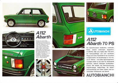 Autoprospekt Autobianchi A112 Abarth 70 PS