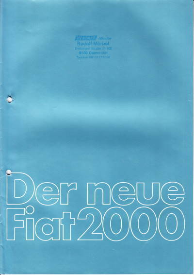 Autoprospekt Fiat 2000 Mai 1977 gelocht