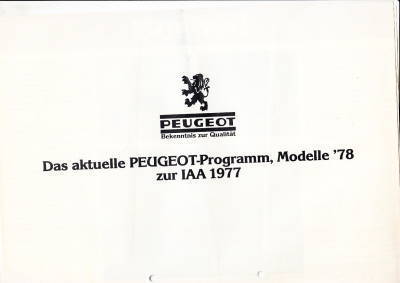 Autoprospekt Peugeot Programm 1977 gelocht