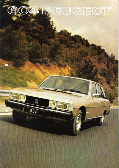 Autoprospekt Peugeot 604 1977 gelocht