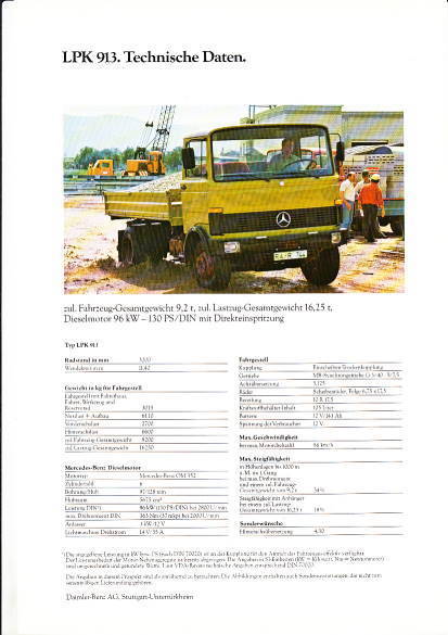 Technikprospekt Mercedes LPK 913