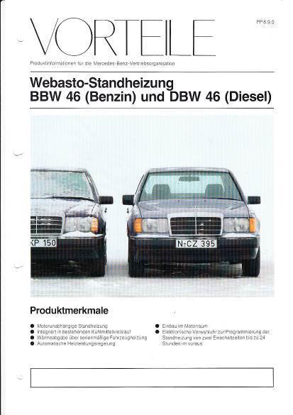 Autoprospekt Mercedes Webasto-Standheizung 1987
