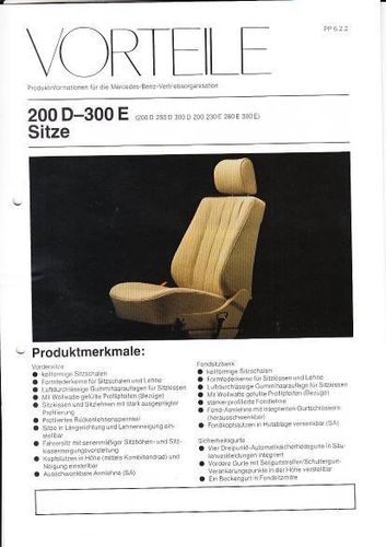 Prospekt Mercedes W124 Sitze 1984 intern