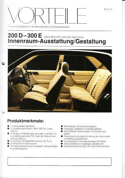 Prospekt Mercedes W124 Innenraum 1984 intern