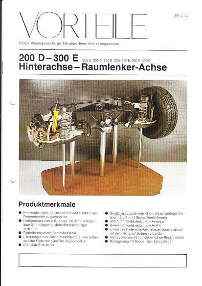 Prospekt Mercedes W124 Hinterachse 1984 intern