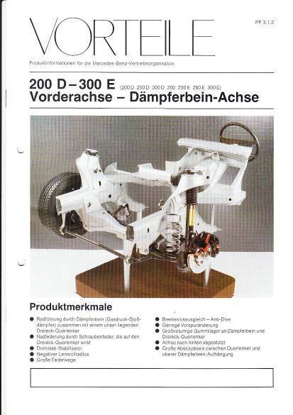 Prospekt Mercedes W124 Vorderachse 1984 intern