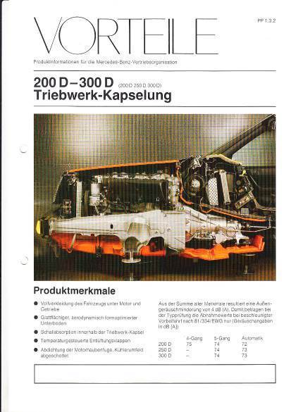 Prospekt Mercedes W124 Triebwerk-kapselung 1984