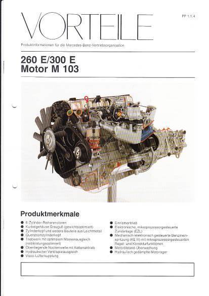 Prospekt Mercedes W124 Motor M 103 1984