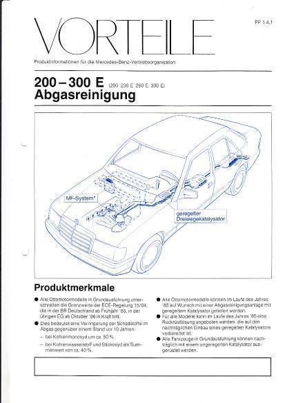 Prospekt Mercedes W124 Abgasreinigung 1984