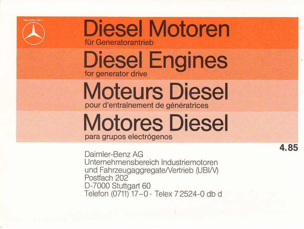 Tabellenbuch Mercedes Diesel Motoren 4 - 1985