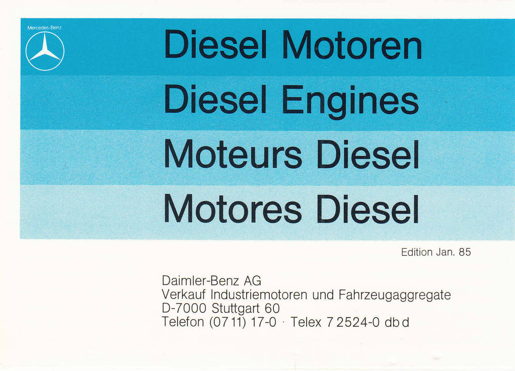 Tabellenbuch Mercedes Diesel Motoren Januar 1985