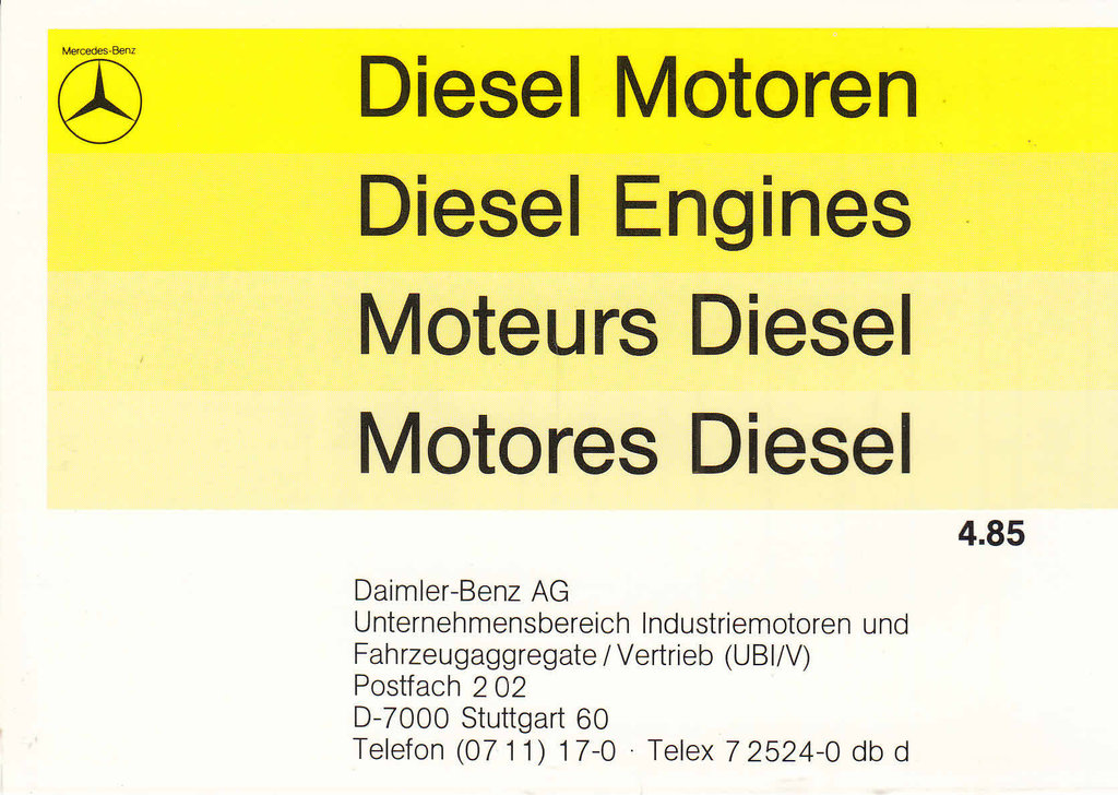 Tabellenbuch Mercedes Diesel Motoren 4-1985