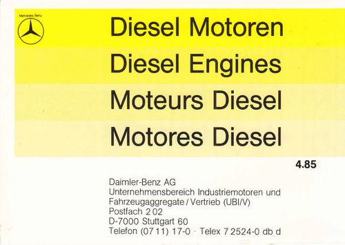 Tabellenbuch Mercedes Diesel Motoren 4-1985