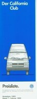 VW California Preislisten