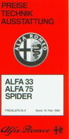 Alfa Romeo Spider Preislisten