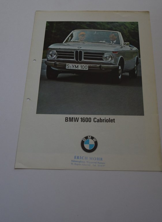Autoprospekt BMW 1600 Cabriolet 1969