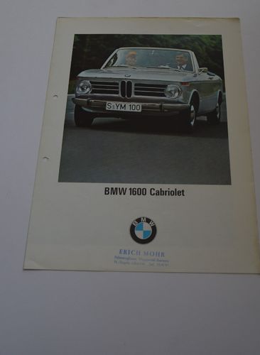 Autoprospekt BMW 1600 Cabriolet 1969